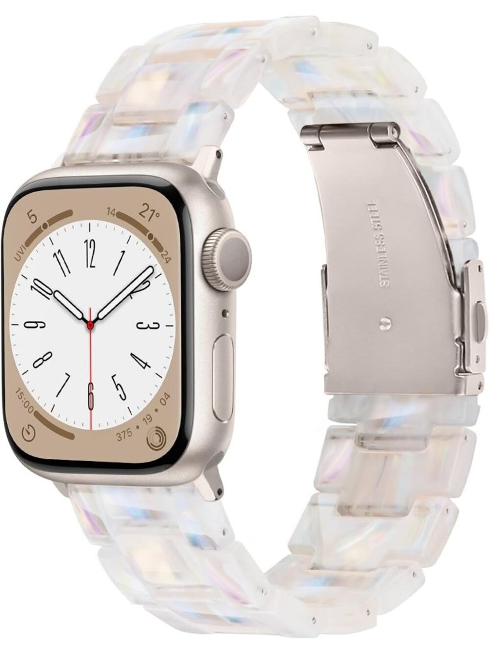 Women's Creamy Starlight Featherlight Resin Apple Band Lightweight Wrist Watch